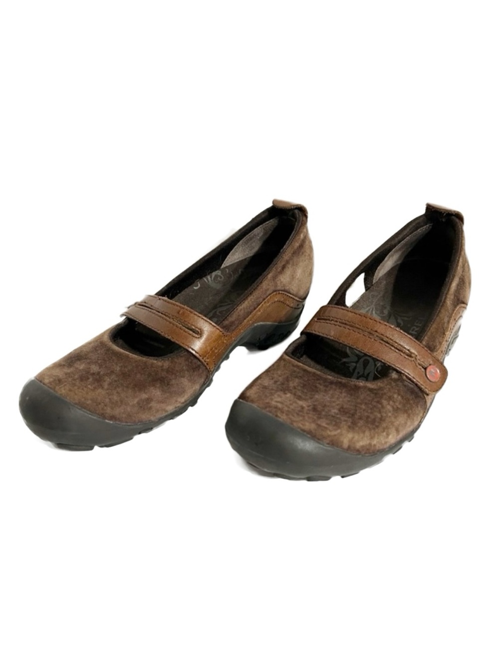 Merrell Plaza Bandeau Espresso Leather Suede Button Closure Mary Jane Shoes 🤎